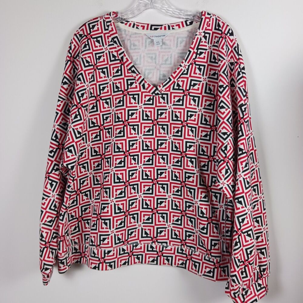 Liz Claiborne XXL womens Pullover Black Red Logo NWT